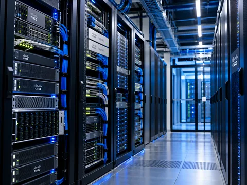 Illustrative Cisco and Meraki data-centre network infrastructure